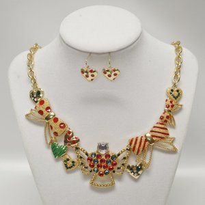 Angel Bow Tie Heart Rhinestone Holiday Set